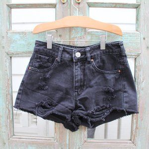 Black Ripped High rise PacSun denim shorts